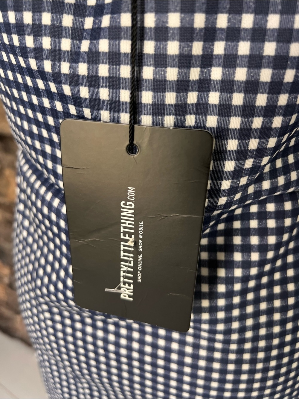 PrettyLittleThing Navy and White Gingham Mini Sundress - Picture 9 of 14